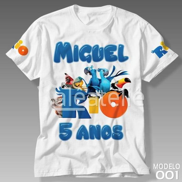Camiseta Filme Rio Festa Infantil Personalizada