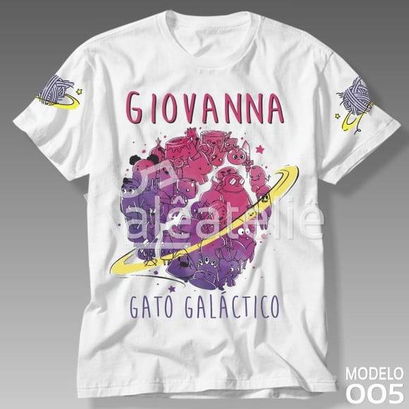 Camiseta Gato Galáctico Infantil e Adulto Personalizada