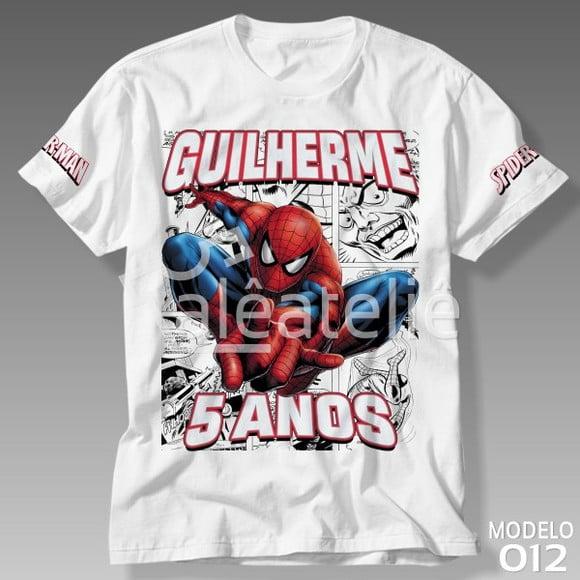 Camiseta Homem Aranha Aniversario Festa Infantil