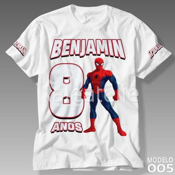 Camiseta Homem Aranha Festa Infantil Personalizada