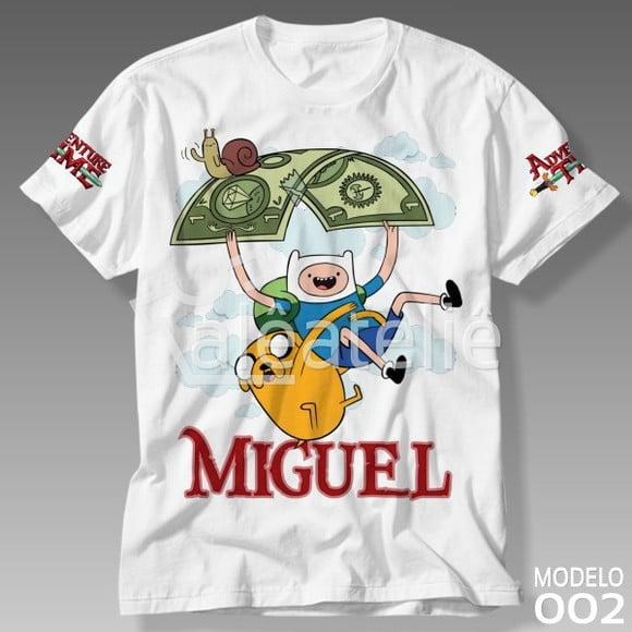 Camiseta Hora de Aventura Finn Jake Personalizada com Nome