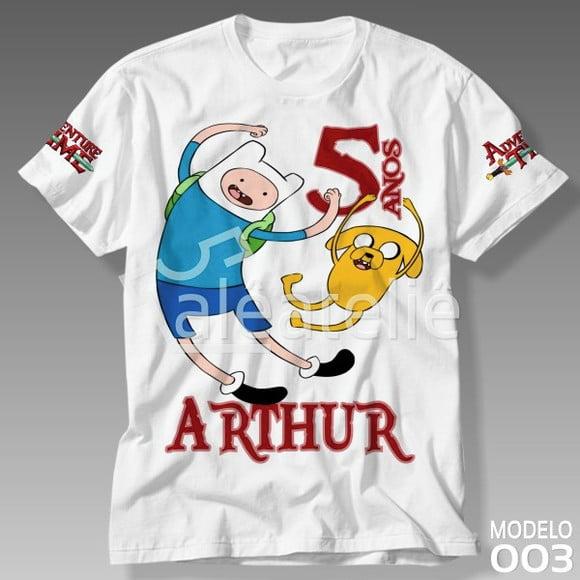 Camiseta Hora de Aventura Finn Jake Personalizada Nome Idade