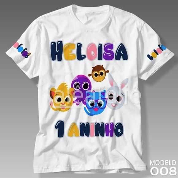 Camiseta Infantil Bolofofos Festa Aniversário Personalizada