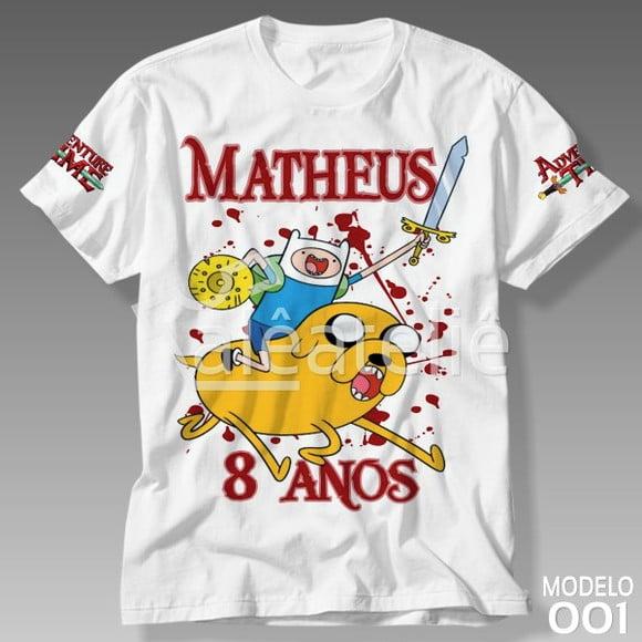 Camiseta Hora de Aventura Personalizada com Nome e Idade