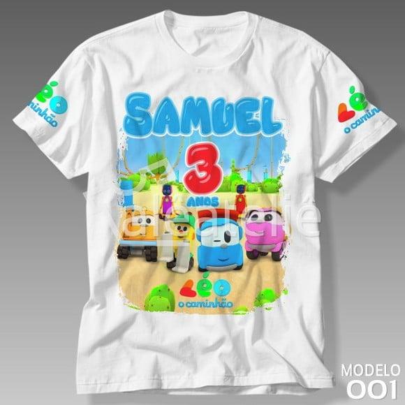 Camiseta Infantil Léo o Caminhão Menino Menina Personalizada