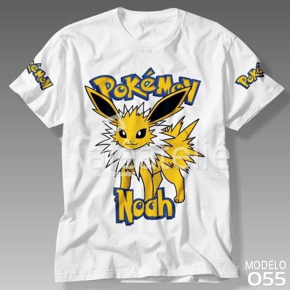 Camiseta Jolteon Pokemon Festa Infantil Adulo Personalizada