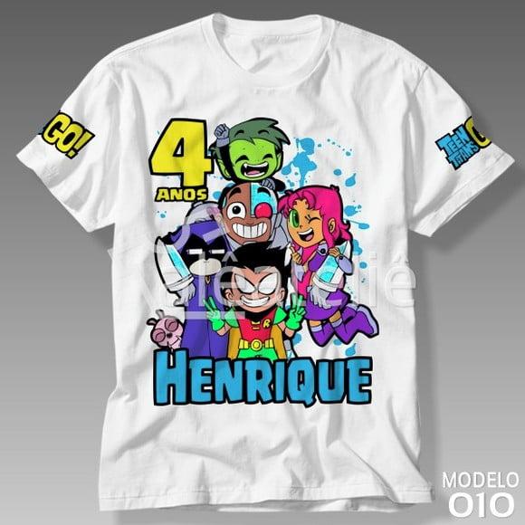 Camiseta Jovens Titãs Aniversário Infantil Personalizada