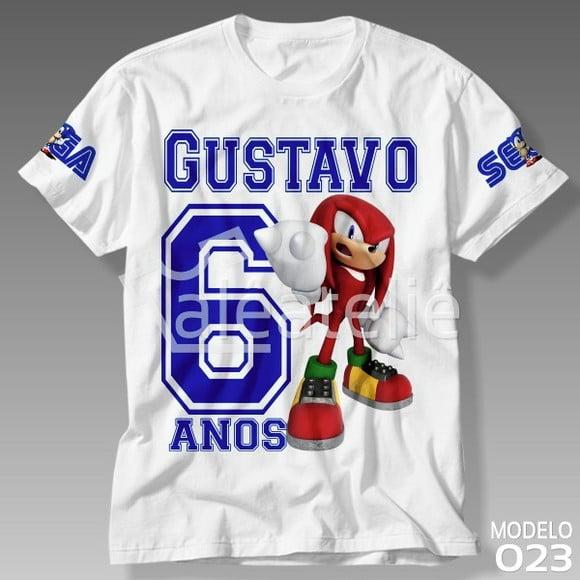 Camiseta Knuckles Sonic Festa Infantil Adulto Personalizada