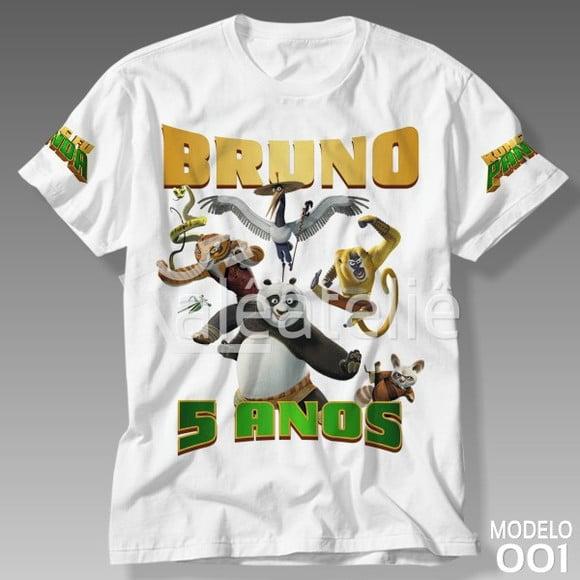 Camiseta Kung Fu Panda Festa Aniversario Personalizada Nome