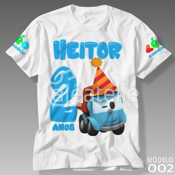 Camiseta Léo o Caminhão Festa Infantil Personalizada