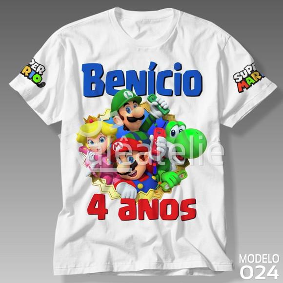 Camiseta Mario Bros Luigi Peach Toad Yoshi Personalizada