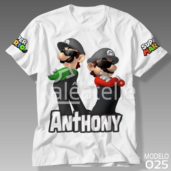 Camiseta Mario Bros Luigi Peach Toad Yoshi Personalizada