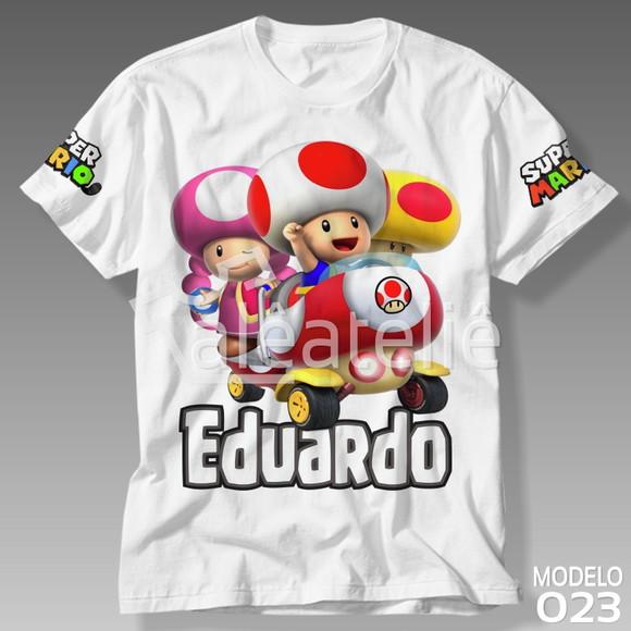 Camiseta Mario Bros Luigi Peach Toad Yoshi Personalizada