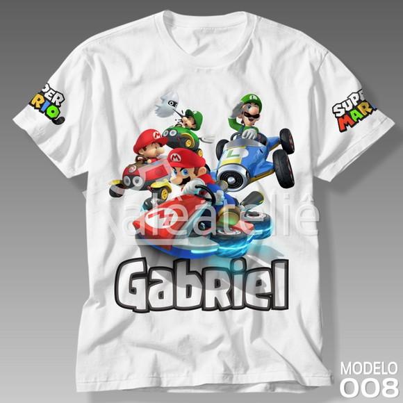 Camiseta Mario Bros Luigi Peach Toad Yoshi Personalizada