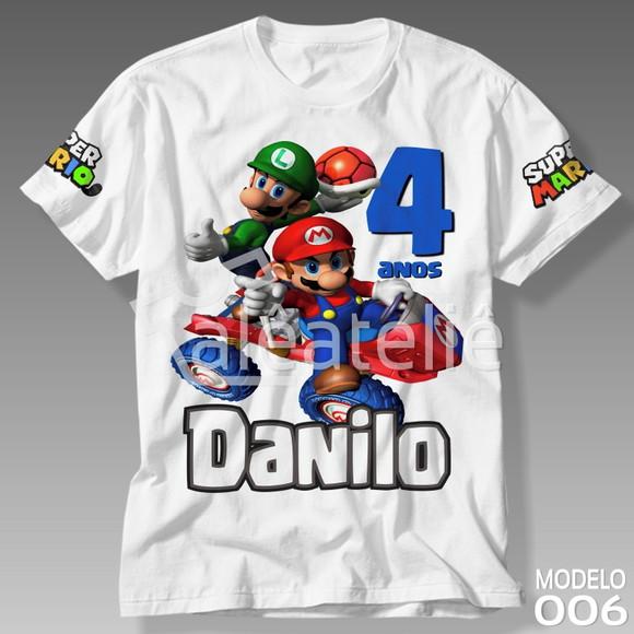 Camiseta Mario Bros Luigi Peach Toad Yoshi Personalizada