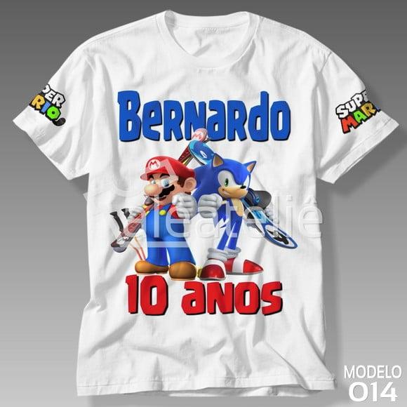 Camiseta Mario Bros Sonic Luigi Peach Yoshi Personalizada