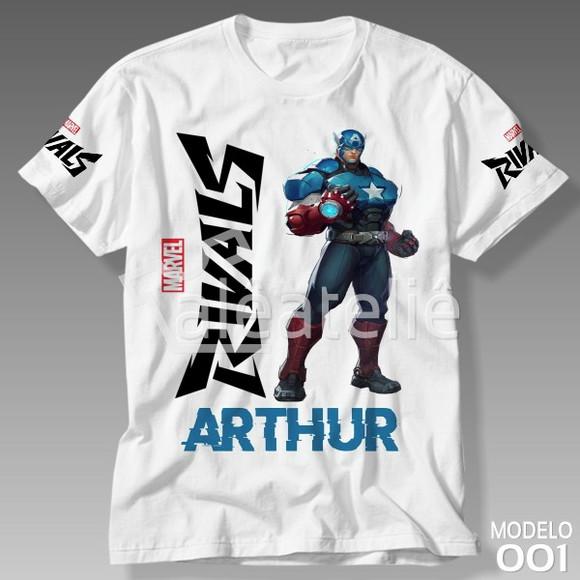 Camiseta Marvel Rivals Capitão América Infantil Adulto