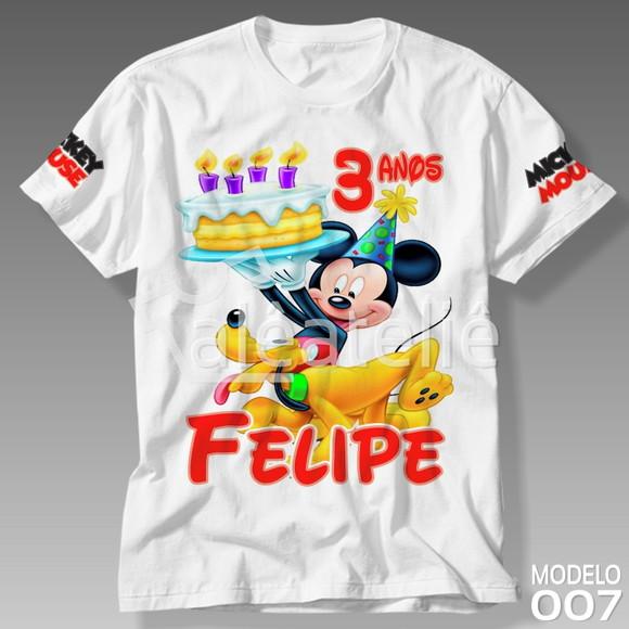 Camiseta Mickey Mouse Festa Infantil Personalizada