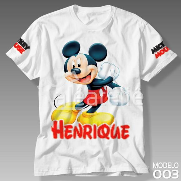 Camiseta Mickey Mouse Infantil Adulto Personalizada