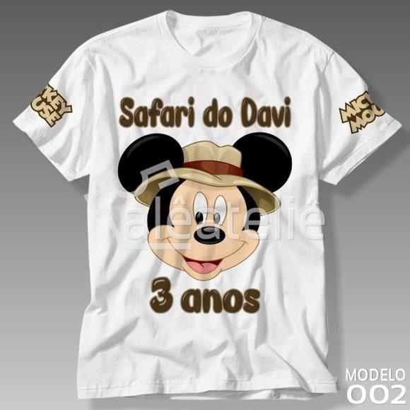 Camiseta Mickey Safari Festa Infantil Personalizada