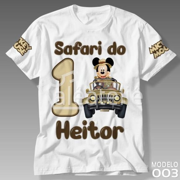Camiseta Mickey Safari Festa Infantil Personalizada