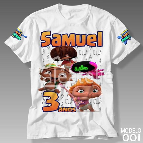 Camiseta MiniBeat Power Rockers Personalizada Aniversário