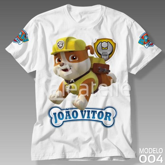 Camiseta Patrulha Canina Rubble Chase Marshall Skye Rocky