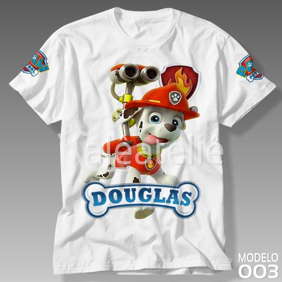 Camiseta Patrulha Canina Ryder Chase Marshall Skye Rocky