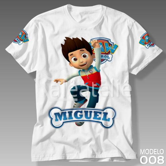 Camiseta Patrulha Canina Ryder Chase Marshall Skye Rocky