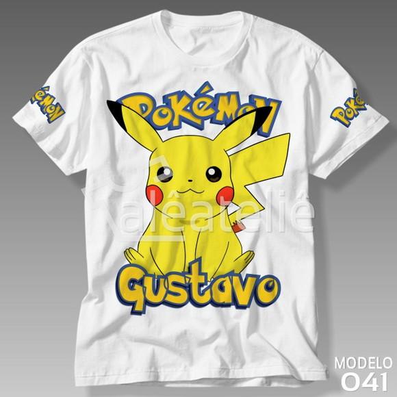 Camiseta Pikachu Pokemon Festa Infantil Adulo Personalizada