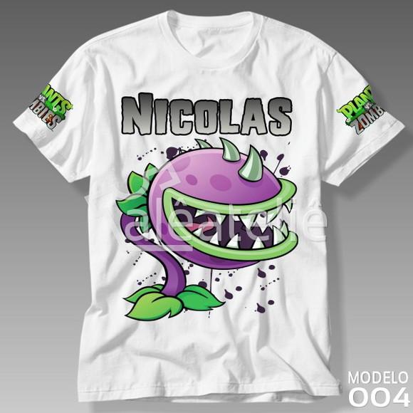 Camiseta Plants vs Zombies Carnivoras Infantil Personalizada