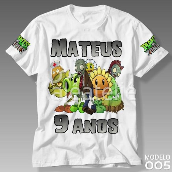 Camiseta Plants vs Zombies Festa Infantil Personalizada