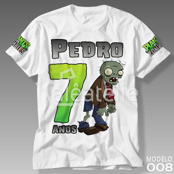 Camiseta Plants vs Zombies Infantil Festa Personalizada