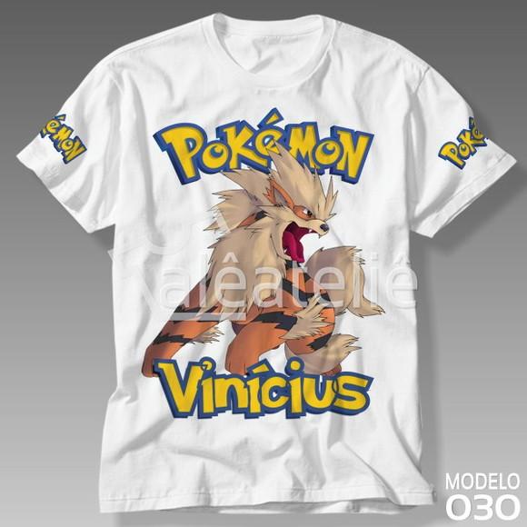 Camiseta Pokemon Arcanine Festa Infantil Adulo Personalizada