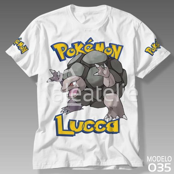 Camiseta Pokemon Golem Festa Infantil Adulo Personalizada