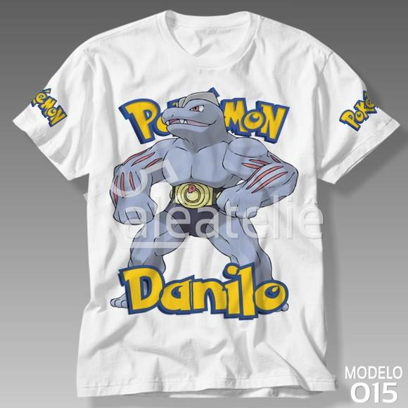 Camiseta Pokemon Machoke Festa Infantil Adulo Personalizada
