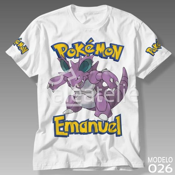 Camiseta Pokemon Nidoking Festa Infantil Adulo Personalizada