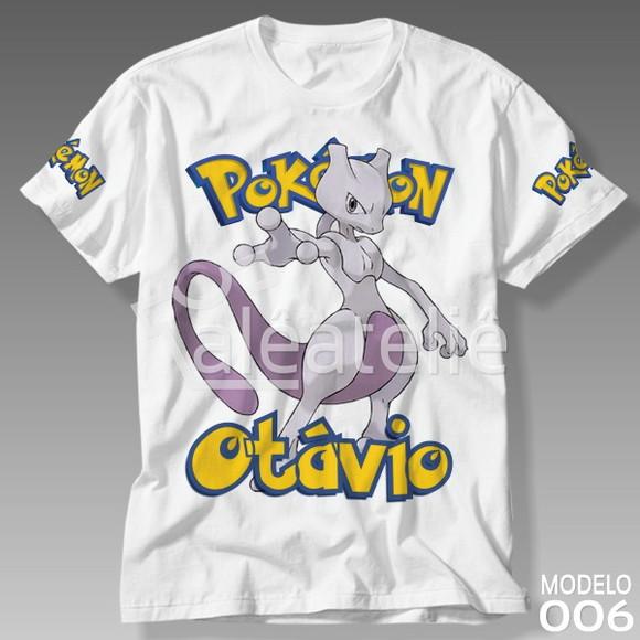 Camiseta Pokemon Mewtwo Festa Infantil Adulo Personalizada