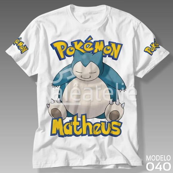 Camiseta Pokemon Snorlax Festa Infantil Adulo Personalizada