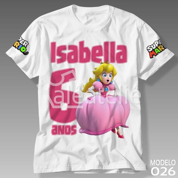 Camiseta Princesa Peach Mario Bros Luigi Festa Personalizada