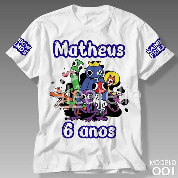 Camiseta Rainbow Friends Festa Infantil Personalizada