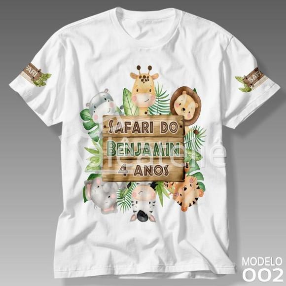 Camiseta Safari Festa Infantil Personalizada T-shirt Unissex