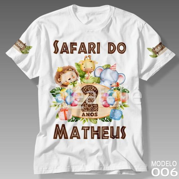 Camiseta Safari Infantil Festa Aniversário Personalizada