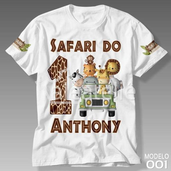 Camiseta Safari Aniversário Infantil Personalizada