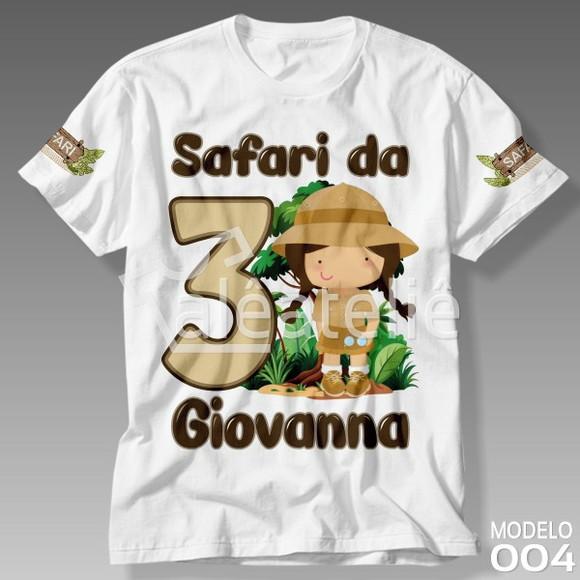 Camiseta Safari Menina Festa Infantil Personalizada