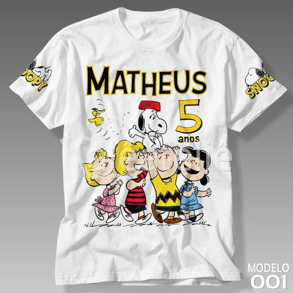 Camiseta Snoopy Festa Infantil Aniversário Personalizada