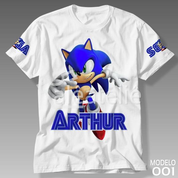 Camiseta Sonic Infantil Adulto Personalizada