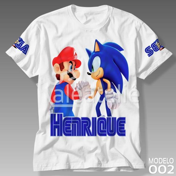 Camiseta Sonic Mario Bros Infantil Adulto Personalizada
