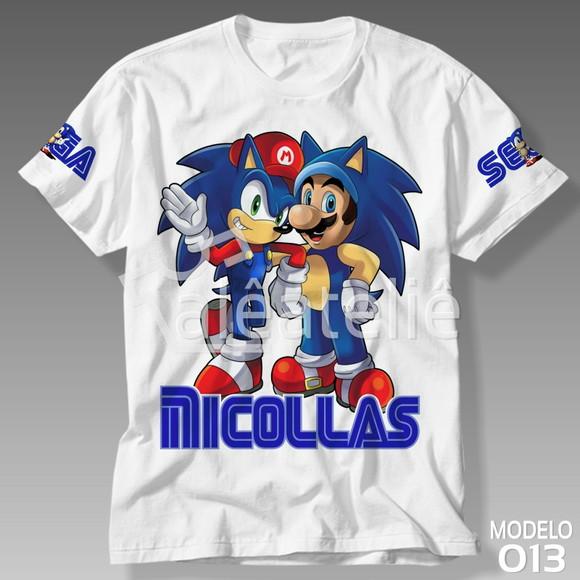 Camiseta Sonic Mario Infantil Adulto Personalizada