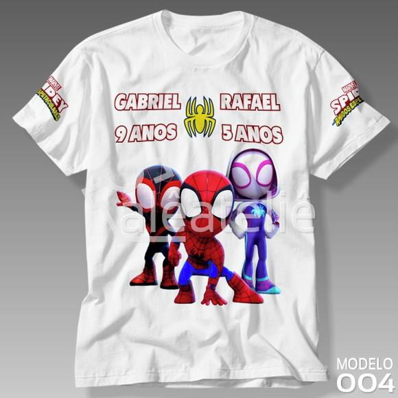 Camiseta Spidey Festa Infantil Desenho Personalizada
